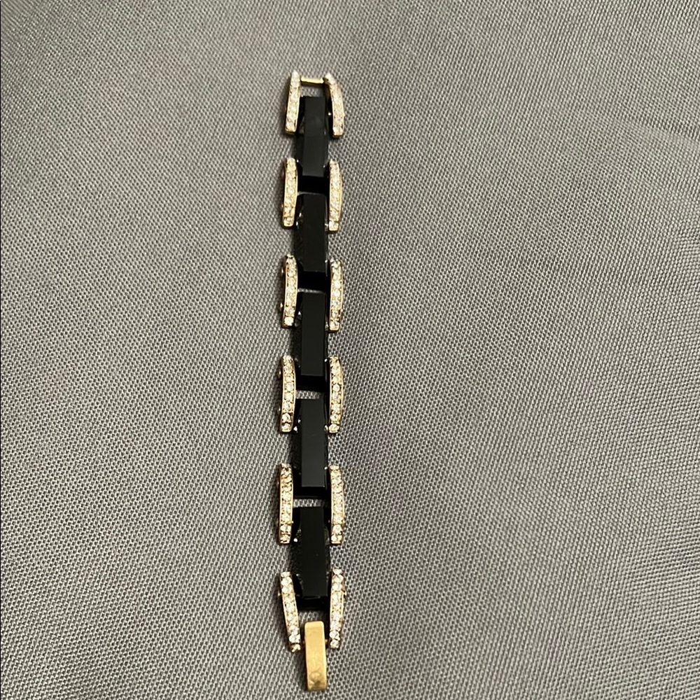 J. Crew Elegant Black and Gold Bracelet. Clip closure. Excellent condition.